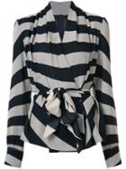 Gareth Pugh - Striped Belted Blazer - Women - Silk/spandex/elastane - 42, Nude/neutrals, Silk/spandex/elastane