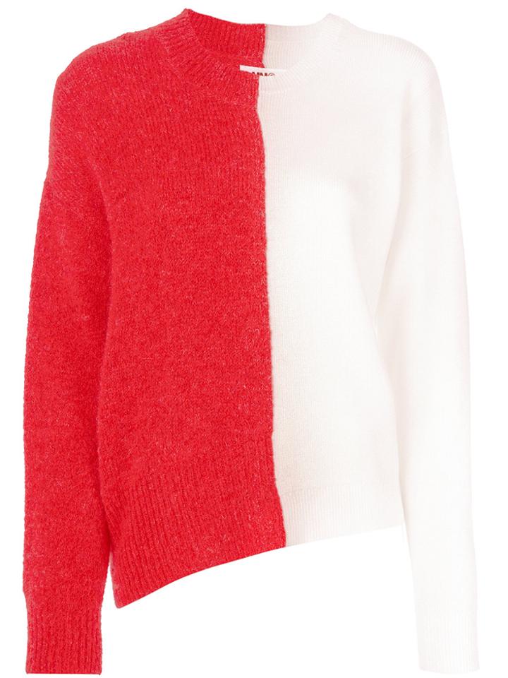 Mm6 Maison Margiela Bi-colour Asymmetric Jumper - Red