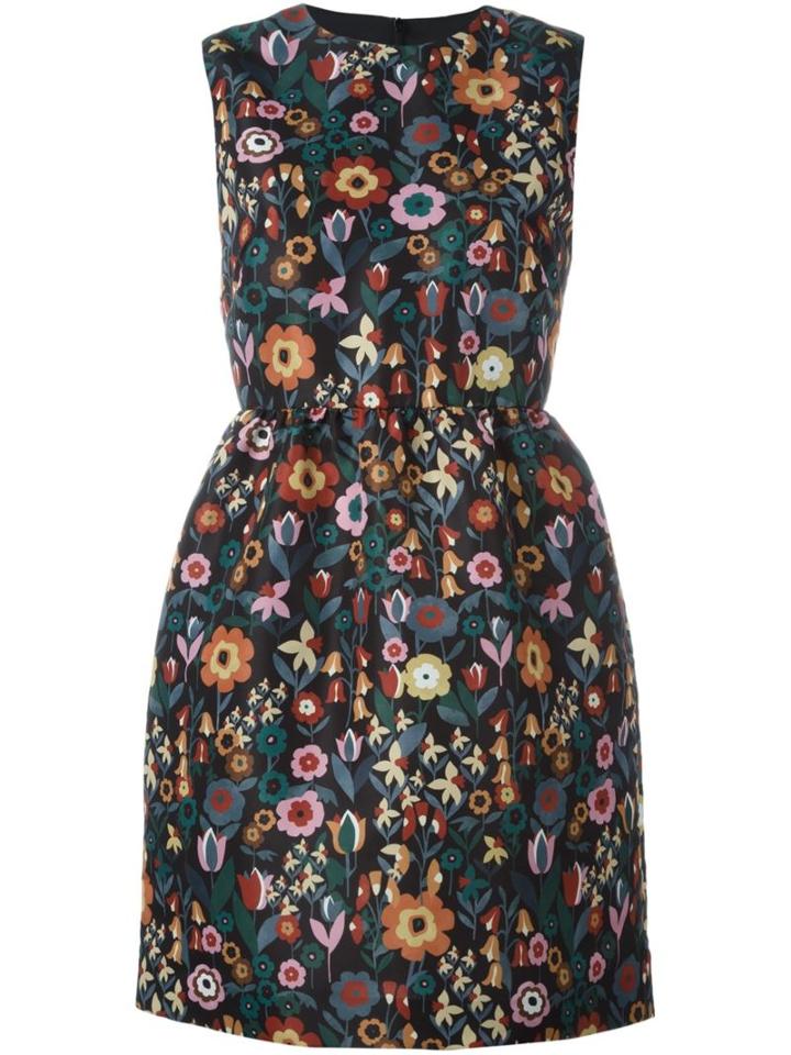 Red Valentino Floral Print Dress, Women's, Size: 38, Black, Polyester/acetate