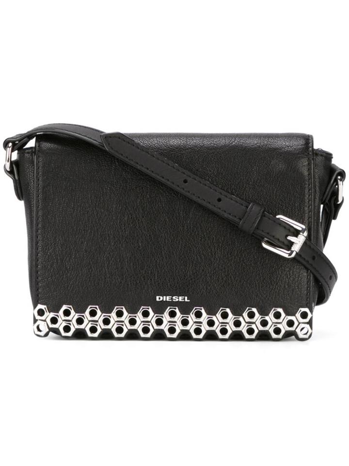 Diesel Studded Flap Shoulder Bag, Women's, Black
