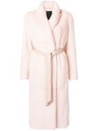 Liska Belted Mink Fur Coat - Pink
