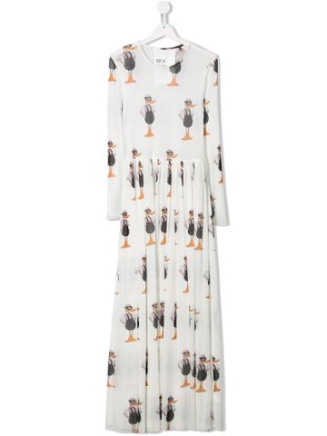 Caroline Bosmans Teen Duck Print Dress - White