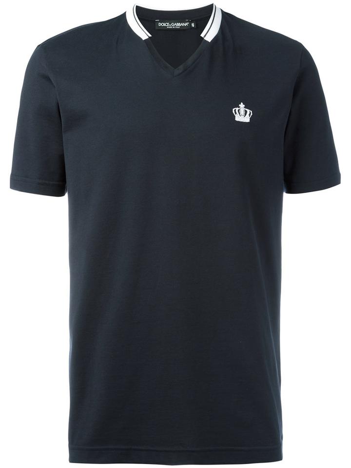 Dolce & Gabbana Crown Logo T-shirt, Men's, Size: 54, Blue, Cotton