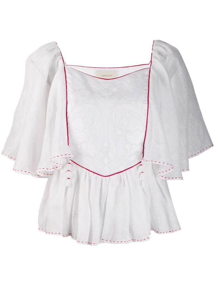 Sleeping Gypsy Contrast Pipe Blouse - White