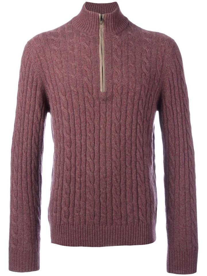 Loro Piana Cable Knit Jumper, Men's, Size: 56, Pink/purple, Goat Skin/cashmere