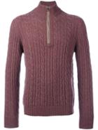 Loro Piana Cable Knit Jumper, Men's, Size: 56, Pink/purple, Goat Skin/cashmere