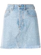 Attico Crystal-embellished Denim Mini Skirt - Blue