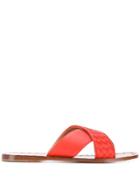 Bottega Veneta Intrecciato Slip-on Sandals - Red