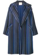 Erika Cavallini Oversized Striped Coat - Blue