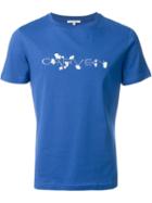 Carven Floral Logo Print T-shirt, Men's, Size: Medium, Blue, Cotton