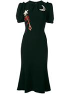 Dolce & Gabbana Star Wand Appliqué Dress, Women's, Size: 38, Black, Viscose/acetate/spandex/elastane/silk
