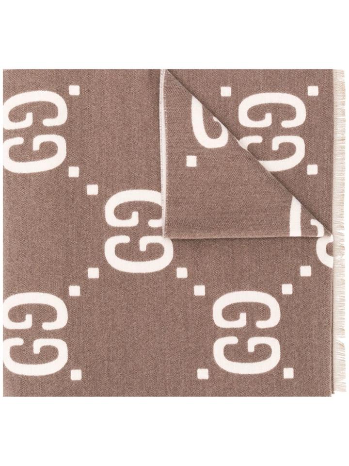 Gucci Double G Interlocking Scarf - Brown