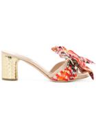 Casadei Checked Bow Detail Mules - Multicolour