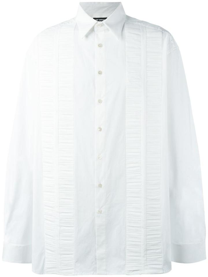 Raf Simons Pleated Panelled Shirt, Men's, Size: 46, White, Cotton/polyurethane