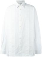 Raf Simons Pleated Panelled Shirt, Men's, Size: 46, White, Cotton/polyurethane
