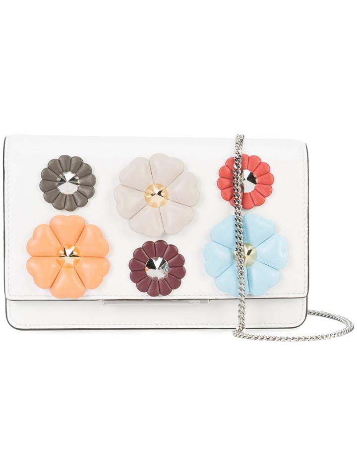 Fendi Floral Patch Crossbody Bag - White