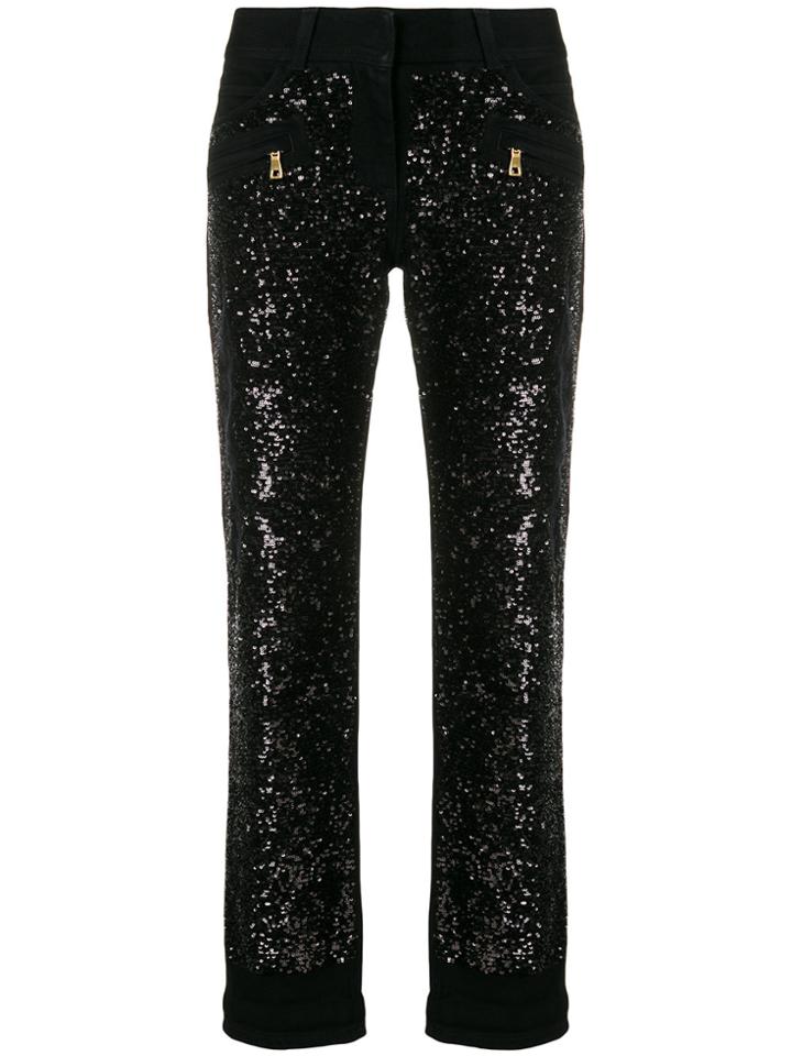Balmain Sequin-embellished Jeans - Black
