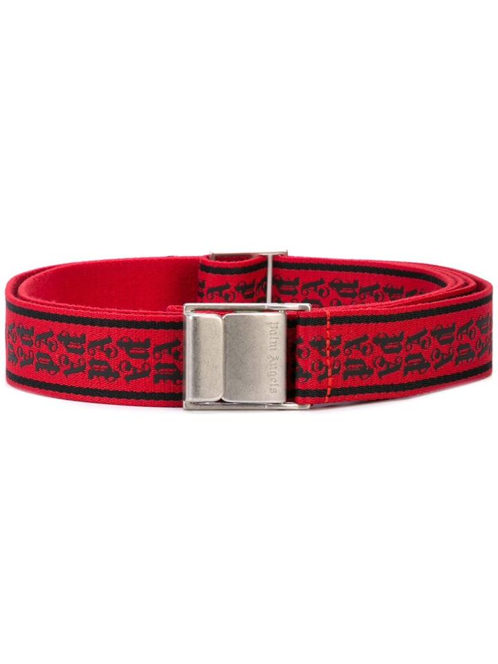 Palm Angels Logo Print Belt - Red