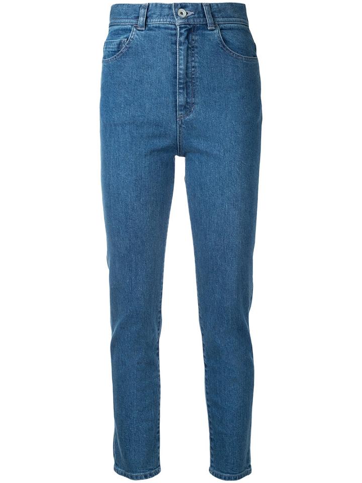 En Route - High Waisted Straight Jeans - Women - Cotton - 1, Blue, Cotton