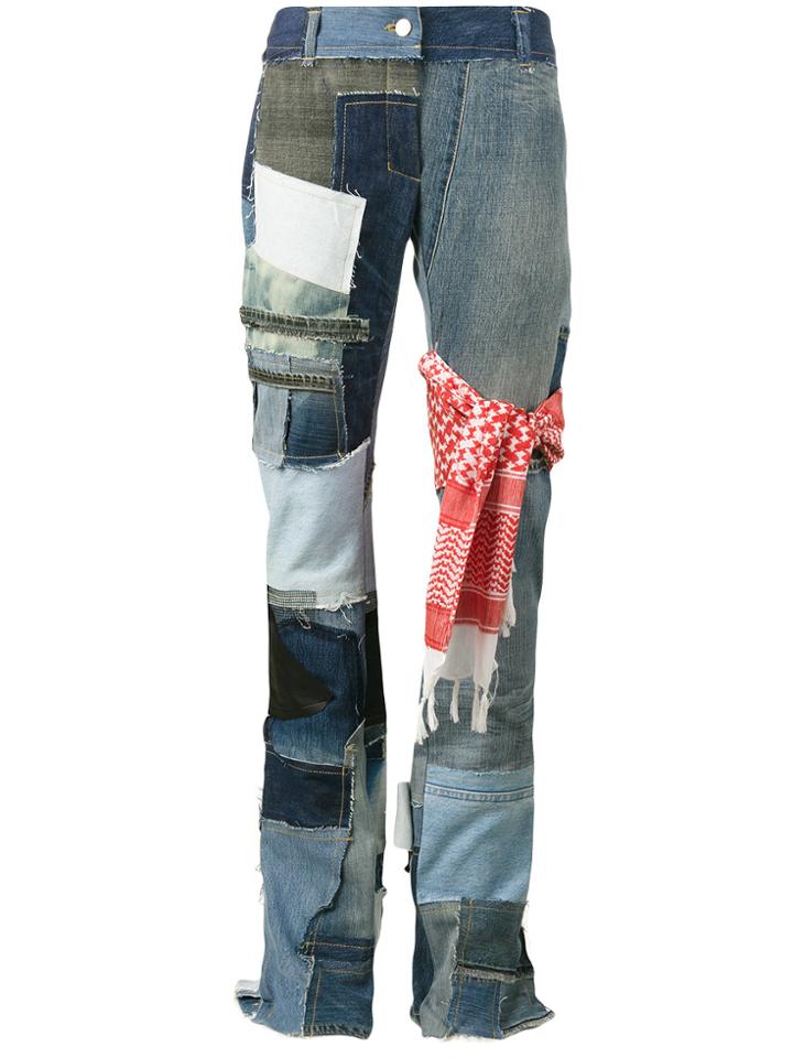 Ronald Van Der Kemp Patchwork Denim Mid Rise Flared Jeans - Blue