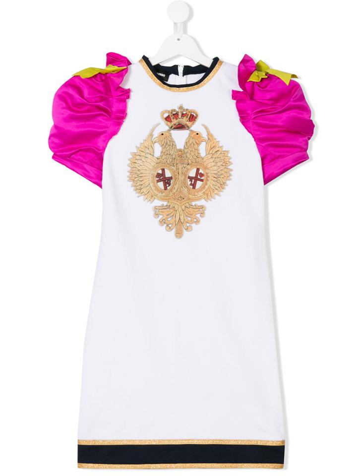 Dsquared2 Kids Teen Puff-sleeve Printed T-shirt Dress - White