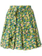 Msgm Floral Print Pleated Skirt - Multicolour