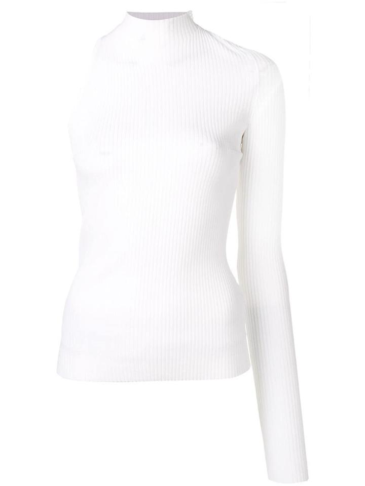 Mrz One-shoulder Ribbed Sweatshirt - White