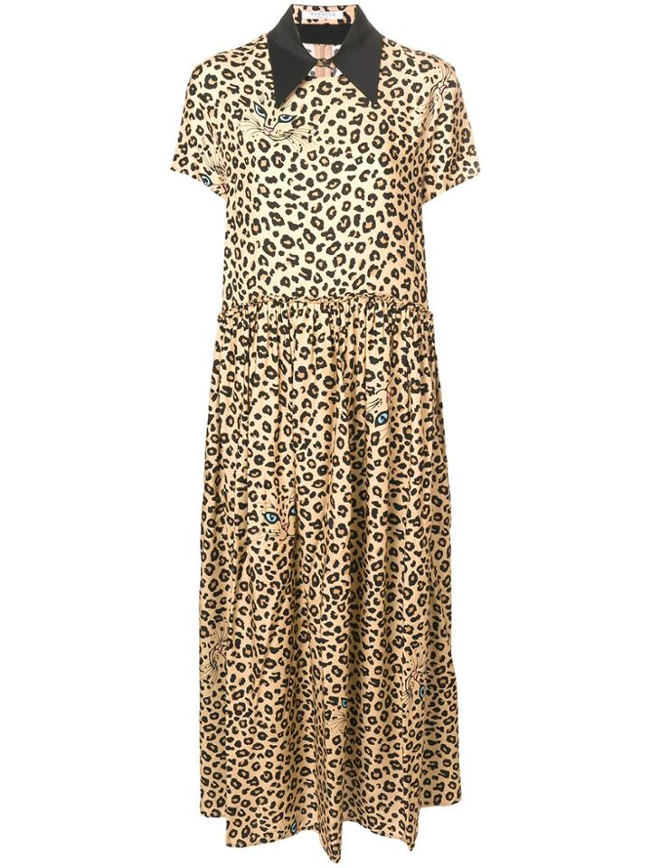 Vivetta Leopard Print Long Dress - Brown