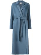 Forte Forte Belted Single Breasted Coat, Women's, Size: Iii, Blue, Polyamide/cupro/viscose/virgin Wool