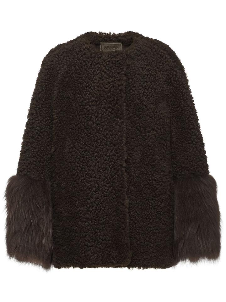 Prada Fur Cuffs Jacket - Brown