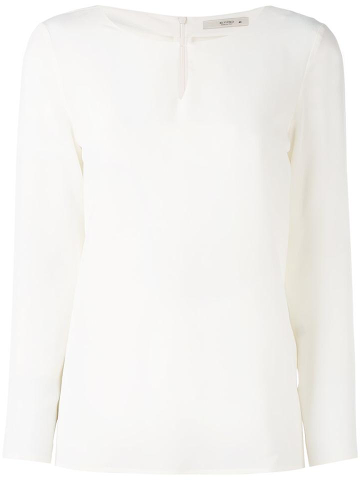 Etro - Round Neck Blouse - Women - Silk - 44, White, Silk