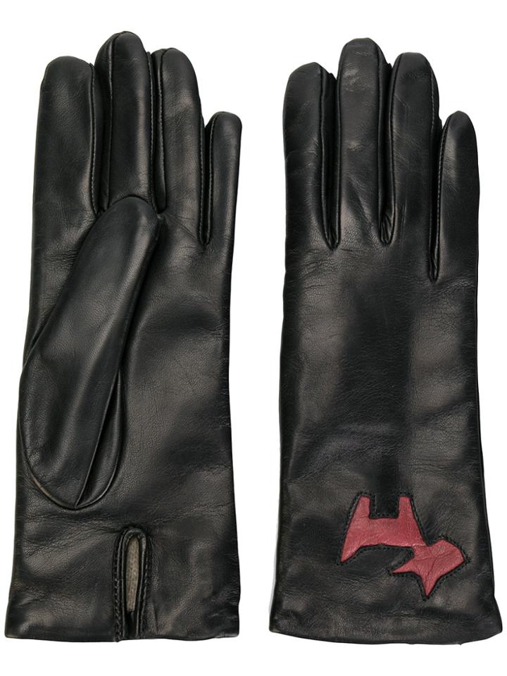 L'autre Chose Cut Out Logo Gloves - Black