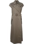 Helmut Lang Shortsleeved Trench Coat, Women's, Size: Medium, Grey, Cotton/linen/flax/silk