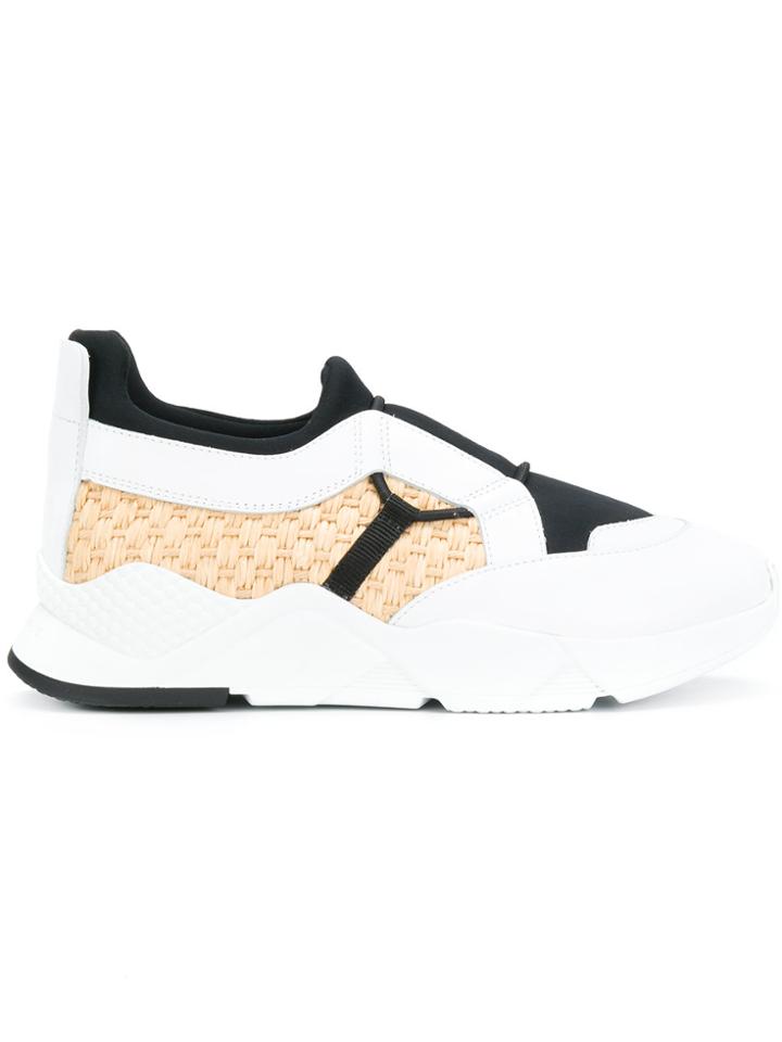 Robert Clergerie Straw Panel Sneakers - White