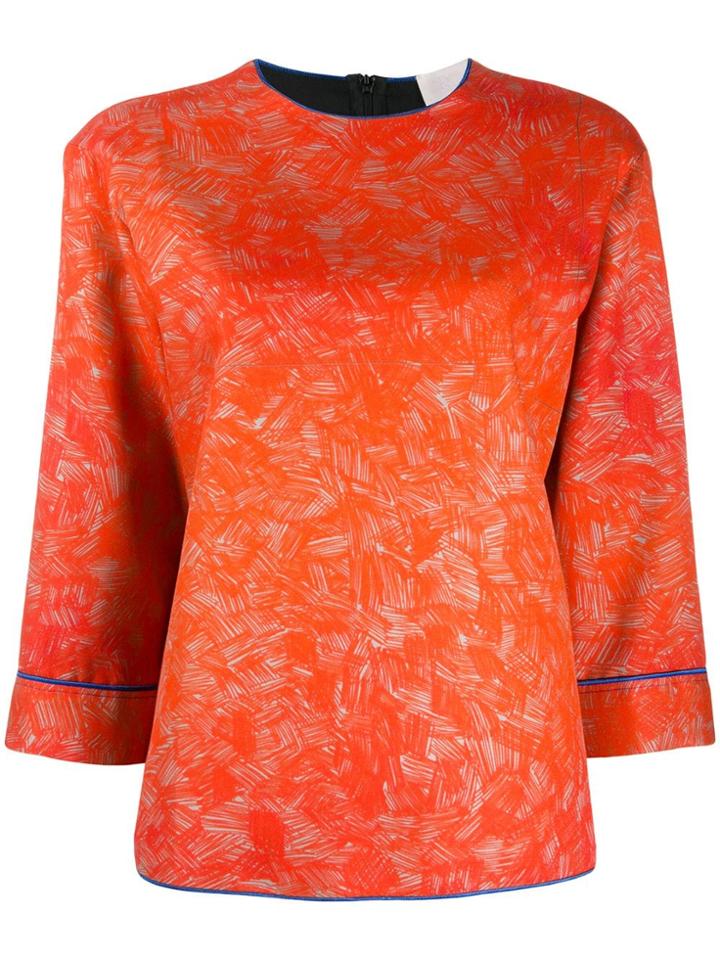 Rohka Stroke Print Blouse - Orange