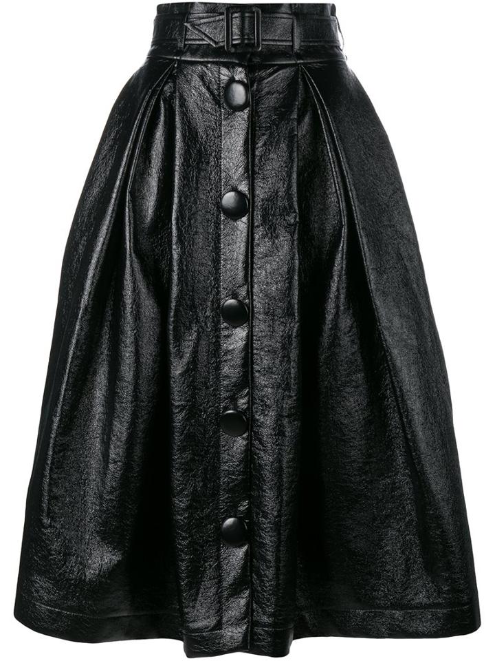 A.w.a.k.e Belted Full Skirt, Women's, Size: 36, Black, Cotton/polyurethane