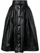 A.w.a.k.e Belted Full Skirt, Women's, Size: 36, Black, Cotton/polyurethane