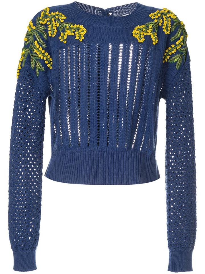 Sonia Rykiel Flower Embellished Cardigan - Blue