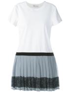 Red Valentino Pleat Skirt T-shirt Dress, Women's, Size: Large, White, Cotton/polyamide