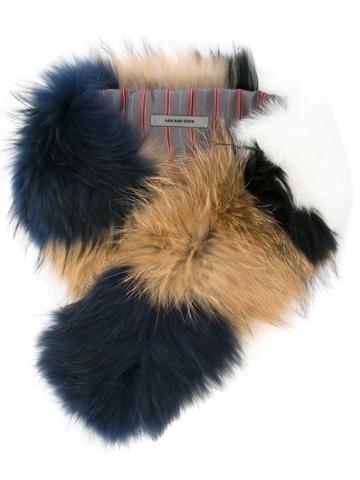 Han Ahn Soon Striped Fur Scarf - Multicolour
