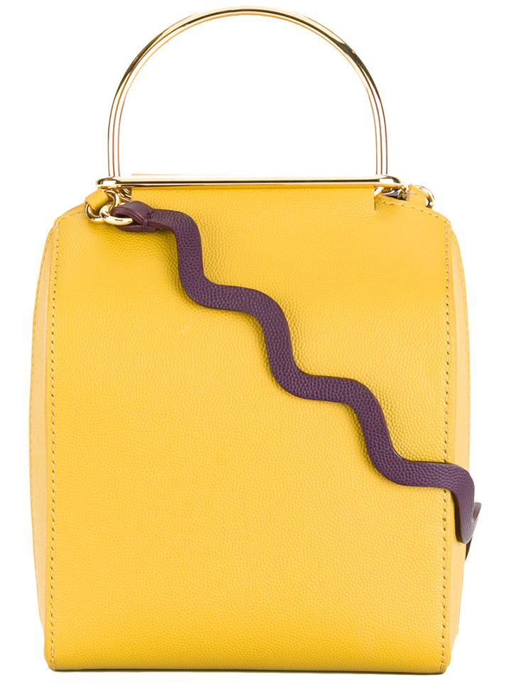 Roksanda Waved Strap Cross Body Bag, Women's, Yellow/orange, Calf Leather