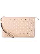 Michael Michael Kors - Studded Clutch - Women - Leather/cupro/metal - One Size, Nude/neutrals, Leather/cupro/metal
