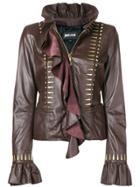 Just Cavalli Ruffled Leather Blouse - Brown