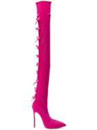 Casadei Crochet Stocking Stiletto Boot - Pink & Purple