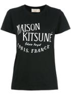 Maison Kitsuné Logo Print T-shirt, Women's, Size: Medium, Black, Cotton