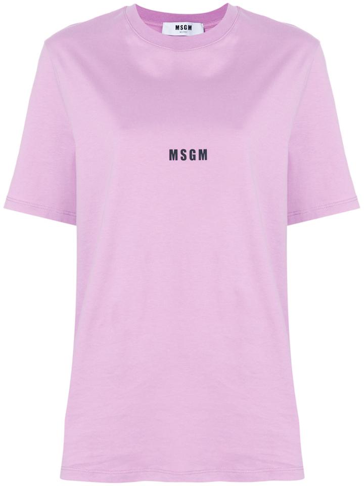 Msgm Logo Printed T-shirt - Pink & Purple