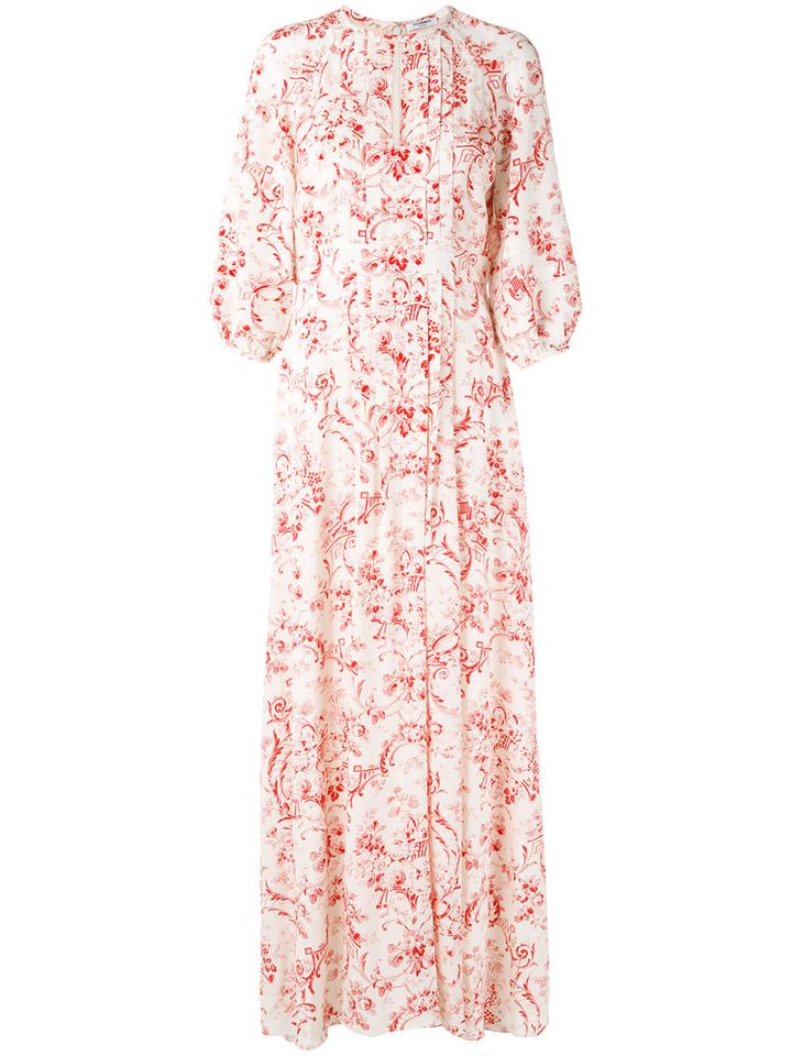 Vilshenko - Floral Print Dress - Women - Silk - 8, Nude/neutrals, Silk