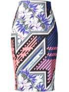 Mary Katrantzou Printed Pencil Skirt, Women's, Size: 10, Viscose/spandex/elastane