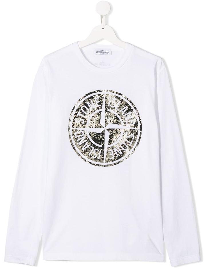 Stone Island Junior Contrast Logo Sweatshirt - White