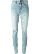 Saint Laurent Distressed Jeans, Women's, Size: 30, Blue, Cotton/spandex/elastane